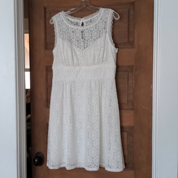 White Lacy Dress, Women's 10 - Picture 1 of 4